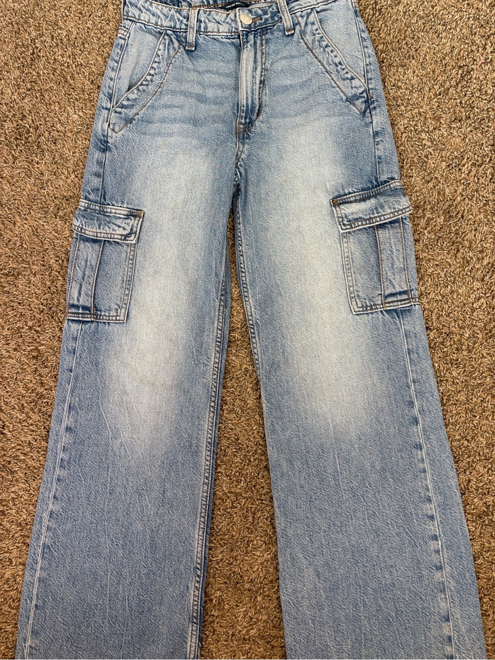 Aeropostale Jeans Womens Size 2 Wide Leg Cargo High Rise Blue - Picture 2 of 10